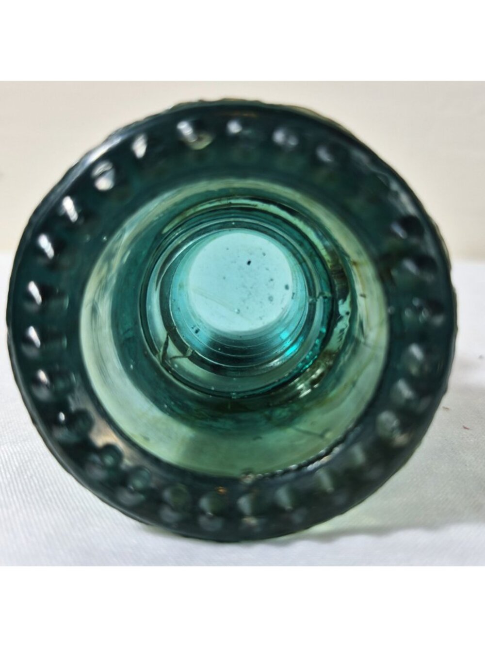 Vintage Brookfield Aqua Glass Insulator With Amber Swirls Embossed Markings - Picture 4 of 7